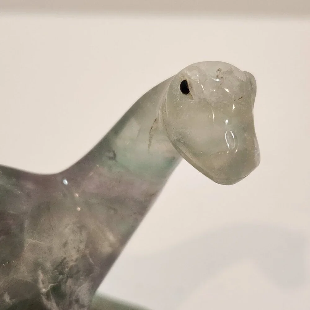 Hand Carved Fluorite Crystal Dinosaur Figurine - Picture 9 of 10